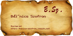 Bénics Szofron névjegykártya